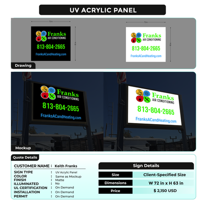 UV Acrylic Panel Sign for Keith Franks