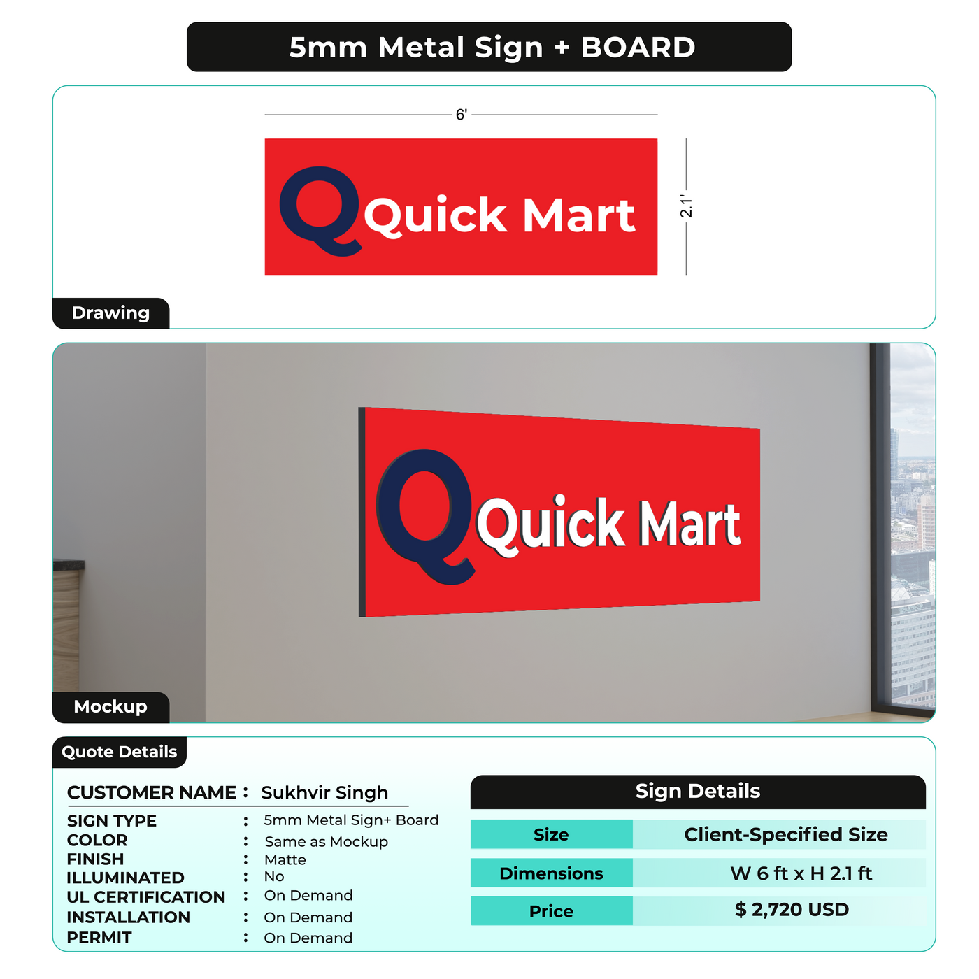 Custom Signs for Sukhvir Singh