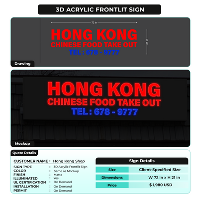 Custom Signs for Hong Kong shop