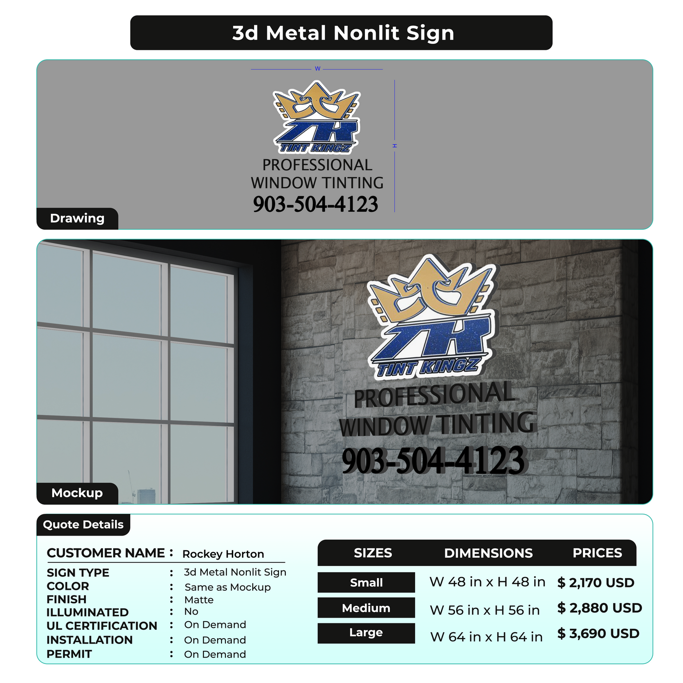 Custom Signs for Rockey Horton