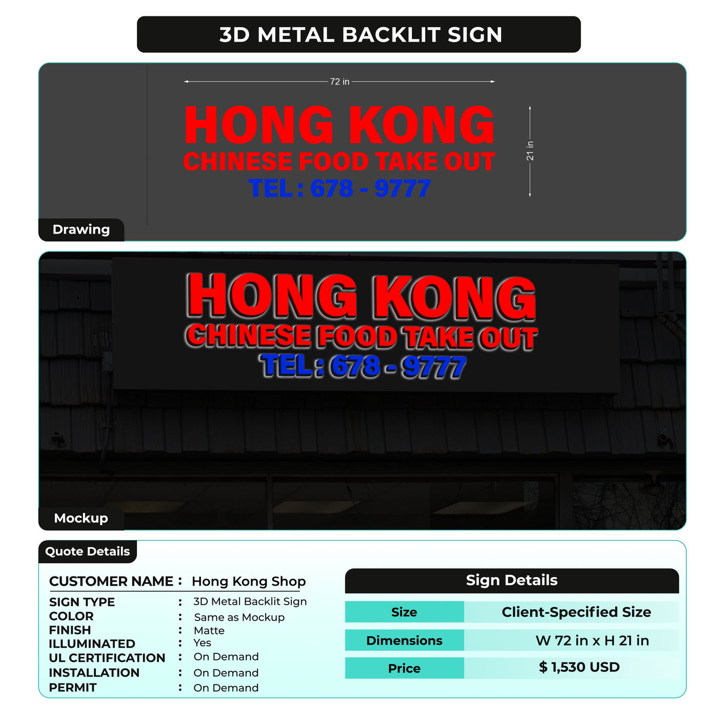 Custom Signs for Hong Kong shop