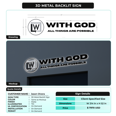3d Metal Backlit Sign for Jason Olvera