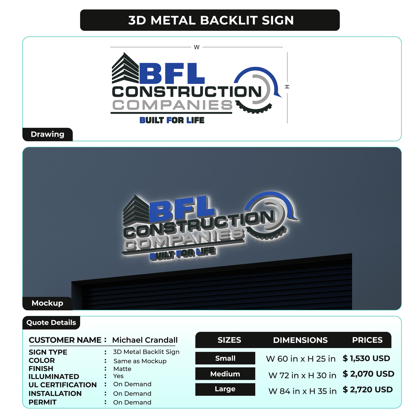 Custom Signs for Michael Crandall