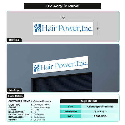 UV acrylic panel for Connie Powers