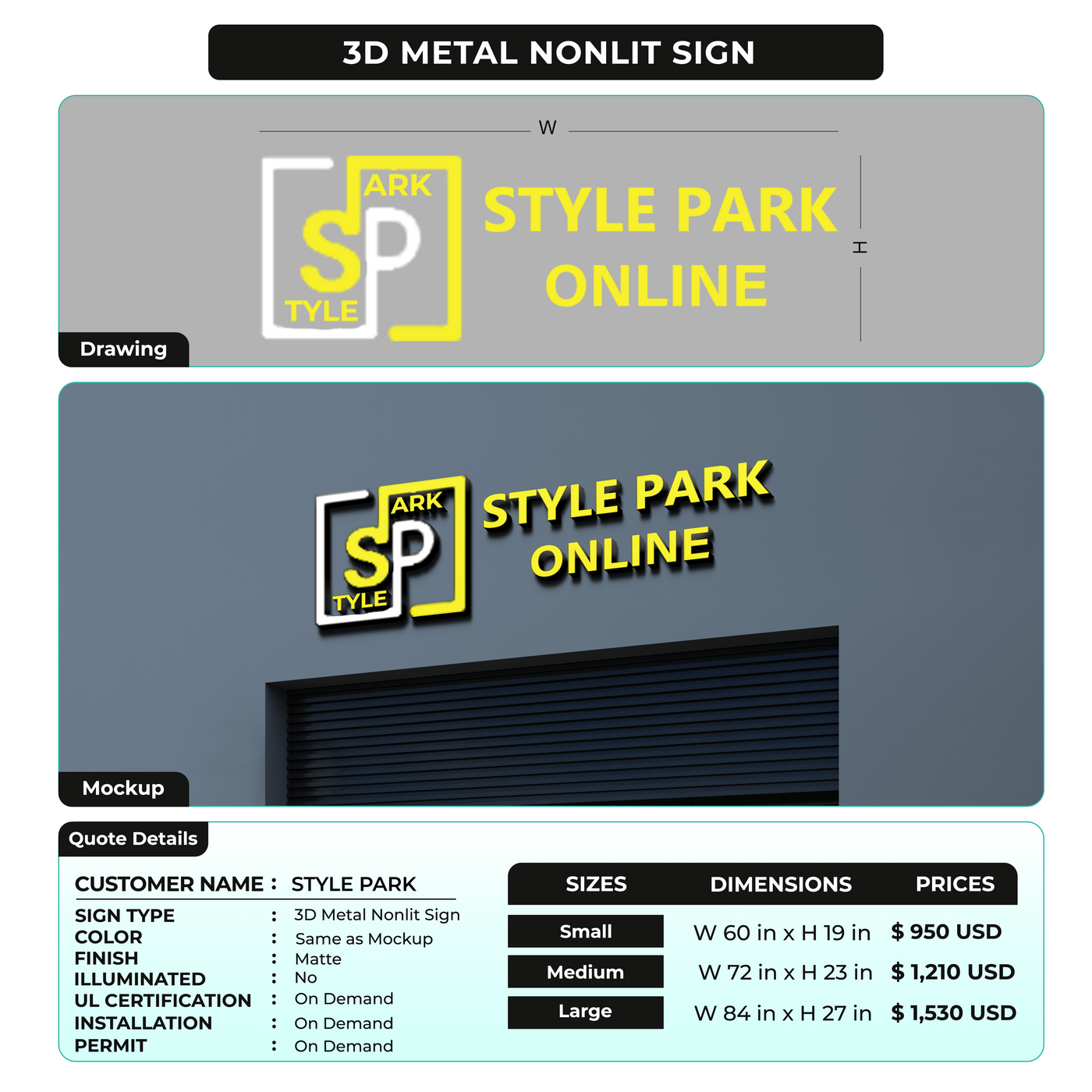 Custom Sign for STYLE PARK