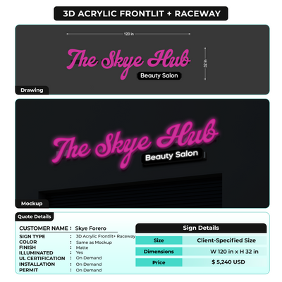 3D Acrylic Frontlit + Raceway For Skye Forero