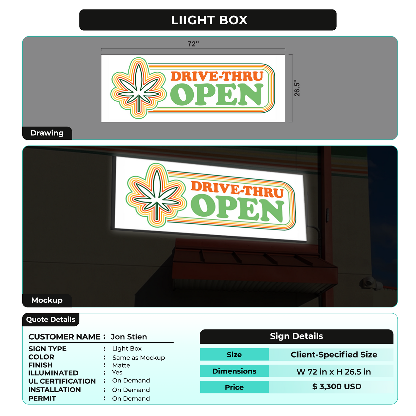 Lightbox Sign For Jon Stien