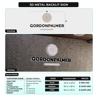 Custom Signs for Gordon Palmer