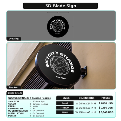3D Blade Sign For Eugene Peoples