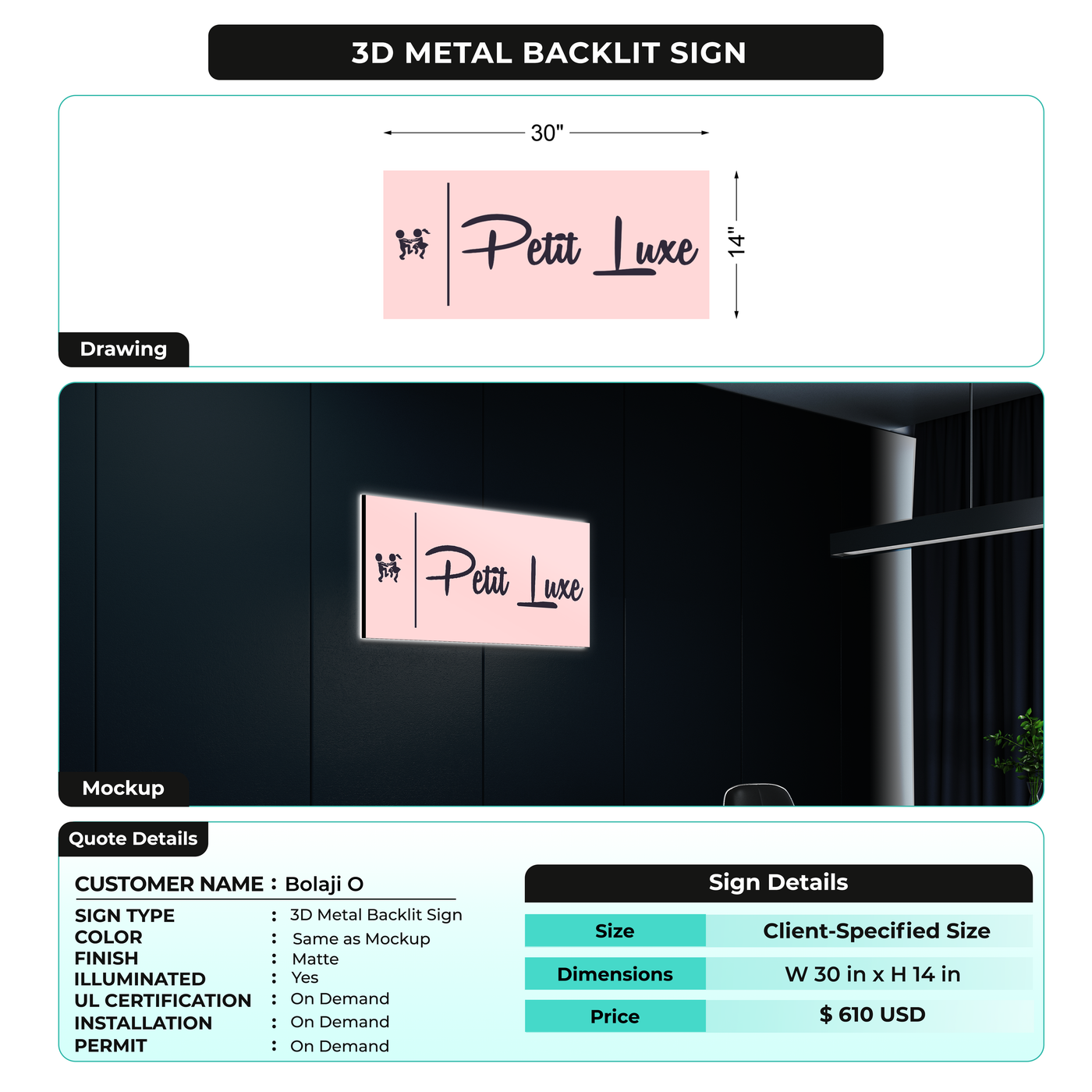 Business signage for Bolaji O