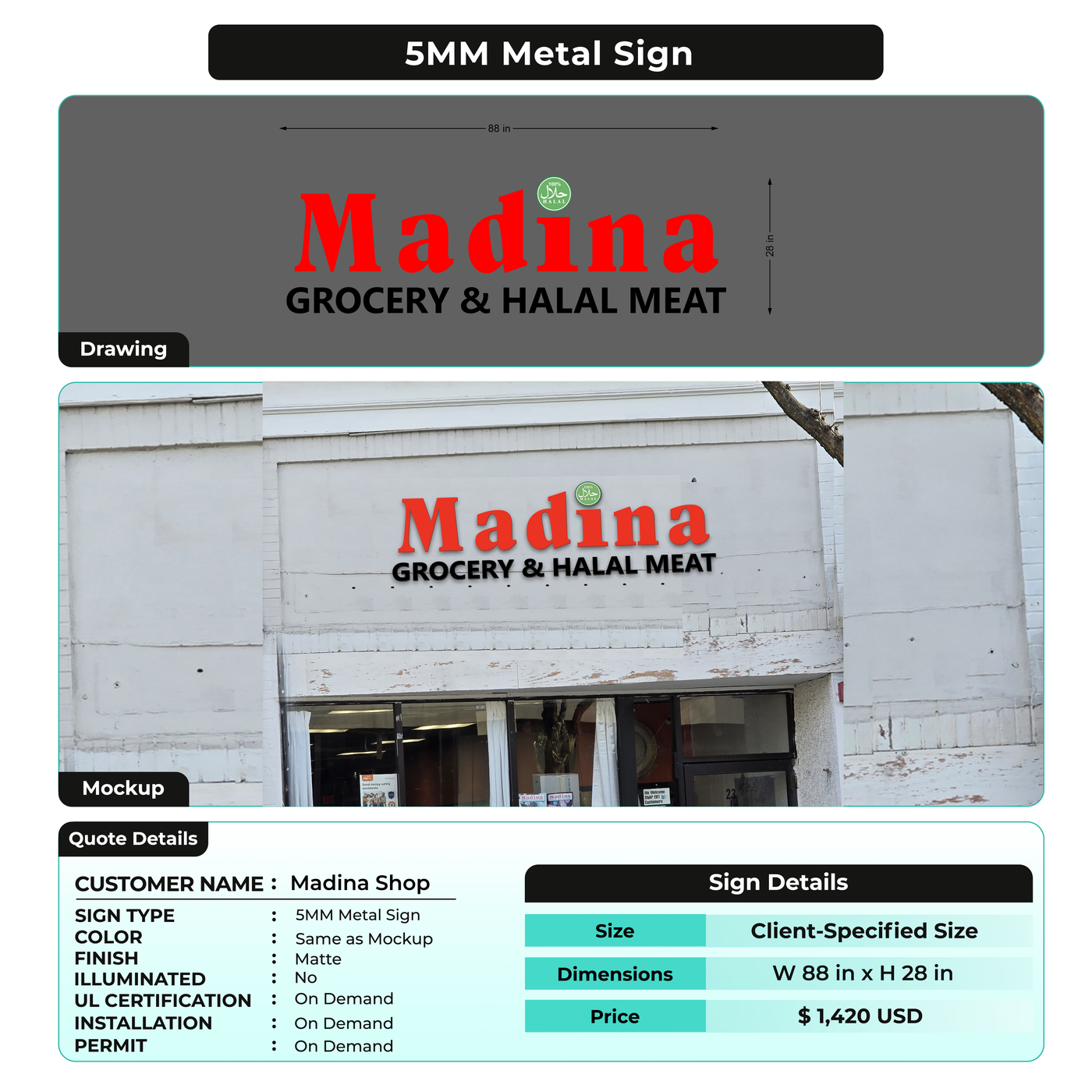 Business Signage for Madina Shop