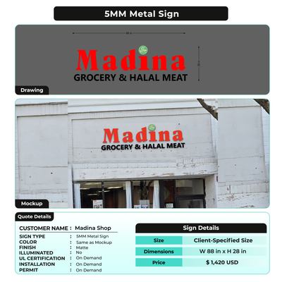 Business Signage for Madina Shop