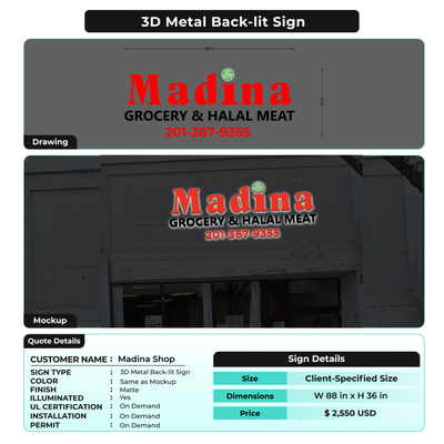 Business Signage for Madina Shop