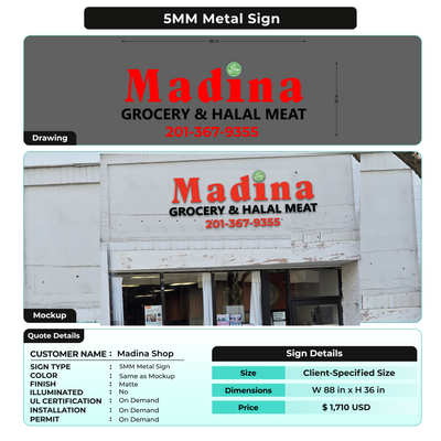 Business Signage for Madina Shop