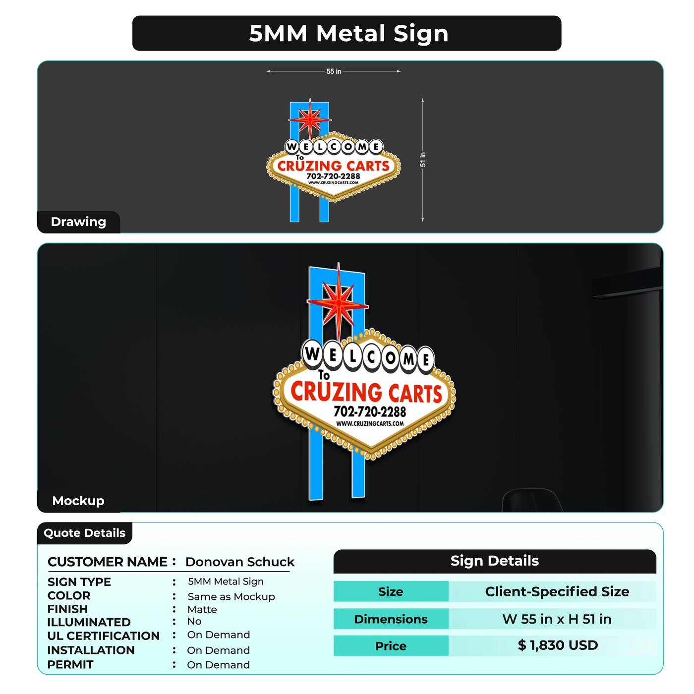 Custom Signs For Donovan Schuck