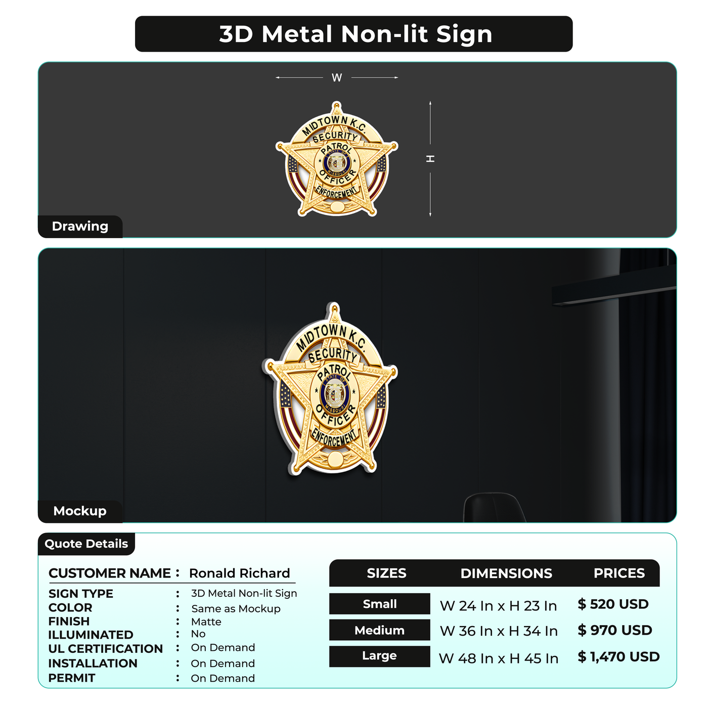 Custom Signs For Ronald Richard