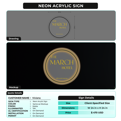 Neon Acrylic Sign for Viviana