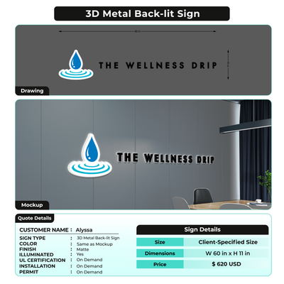 3D Metal Back-lit Sign For Alyssa