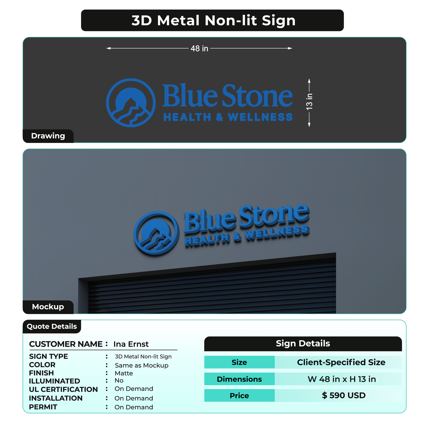 Custom Signs for Ina Ernst