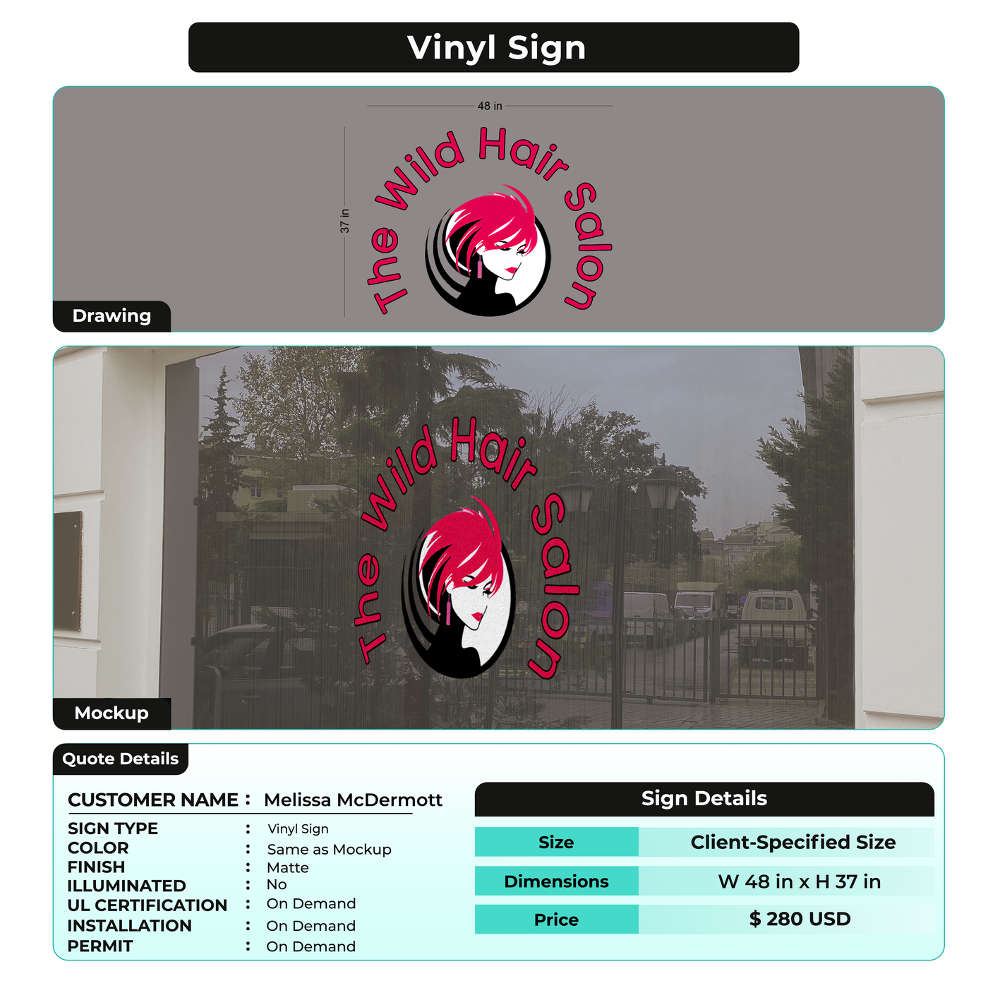 Vinyl Sign  FOR Melissa McDermott