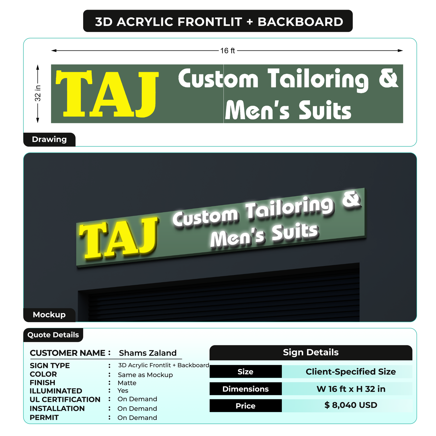Custom Signs for Shams Zaland