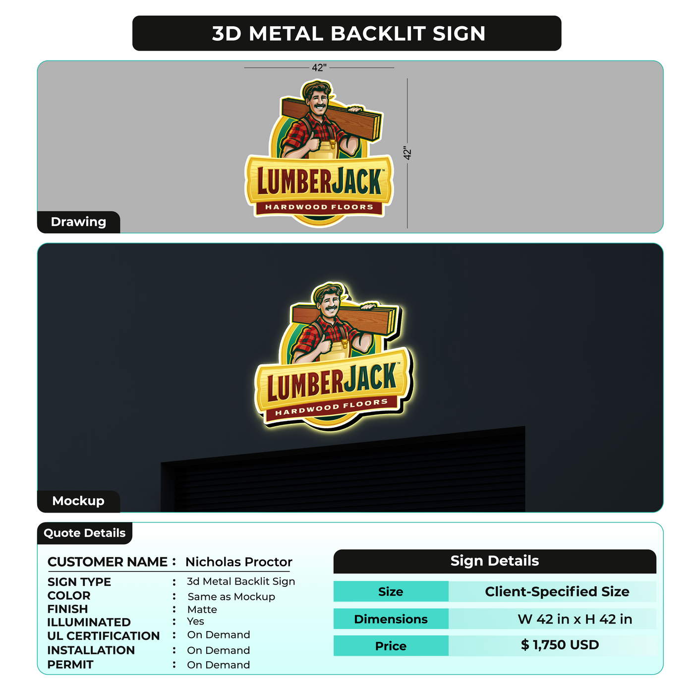 Custom Signs for Nicholas Proctor