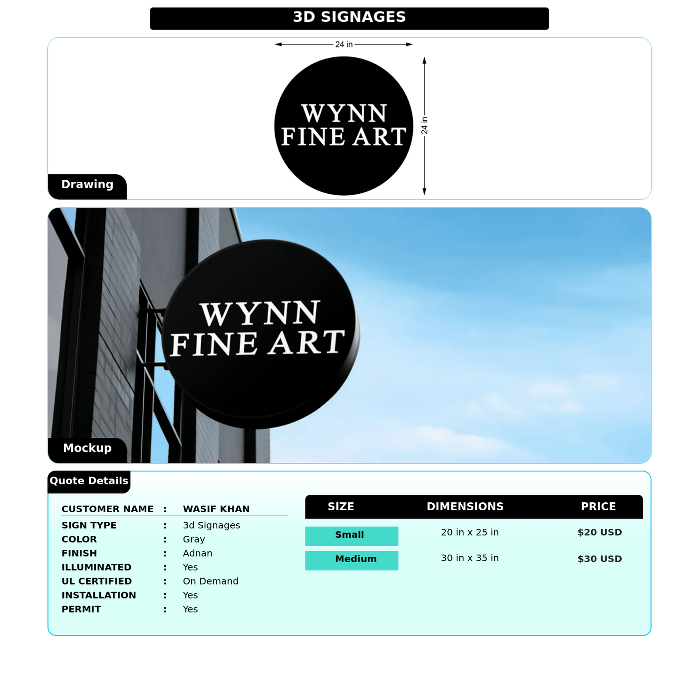 Signage Mockups for Wasif Khan