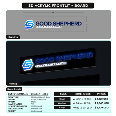 3D Acrylic Front-lit + Board  For Brayden Hobbs