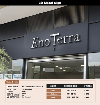 Signage Mockups for Eno Terra Restaurant & Enoteca