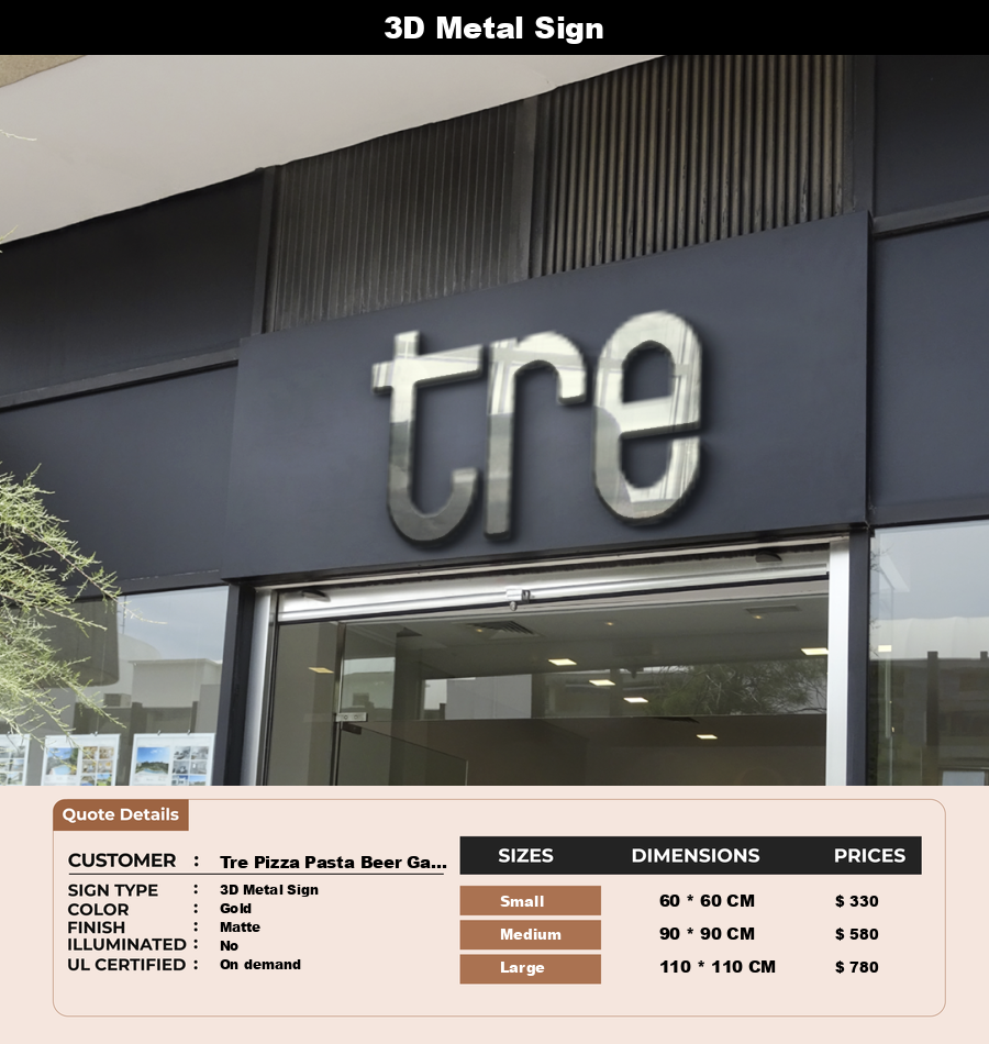 Signage Mockups for Tre Pizza Pasta Beer Garden