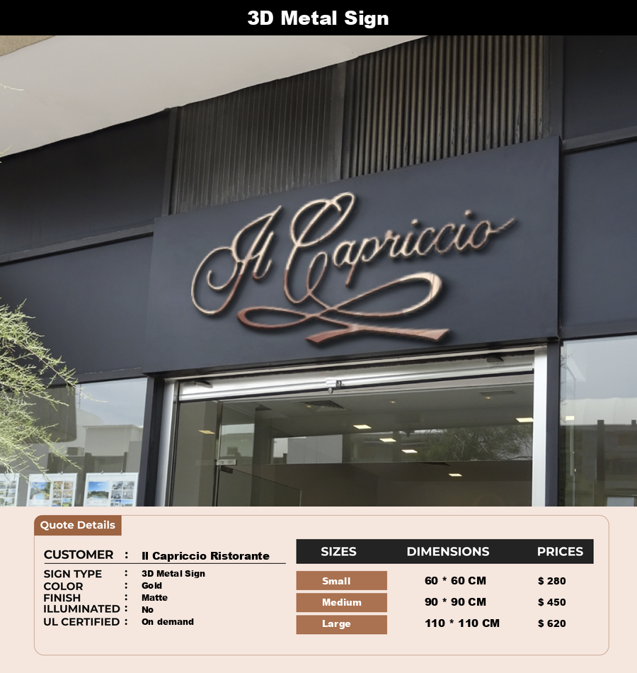 Signage Mockups for Il Capriccio Ristorante