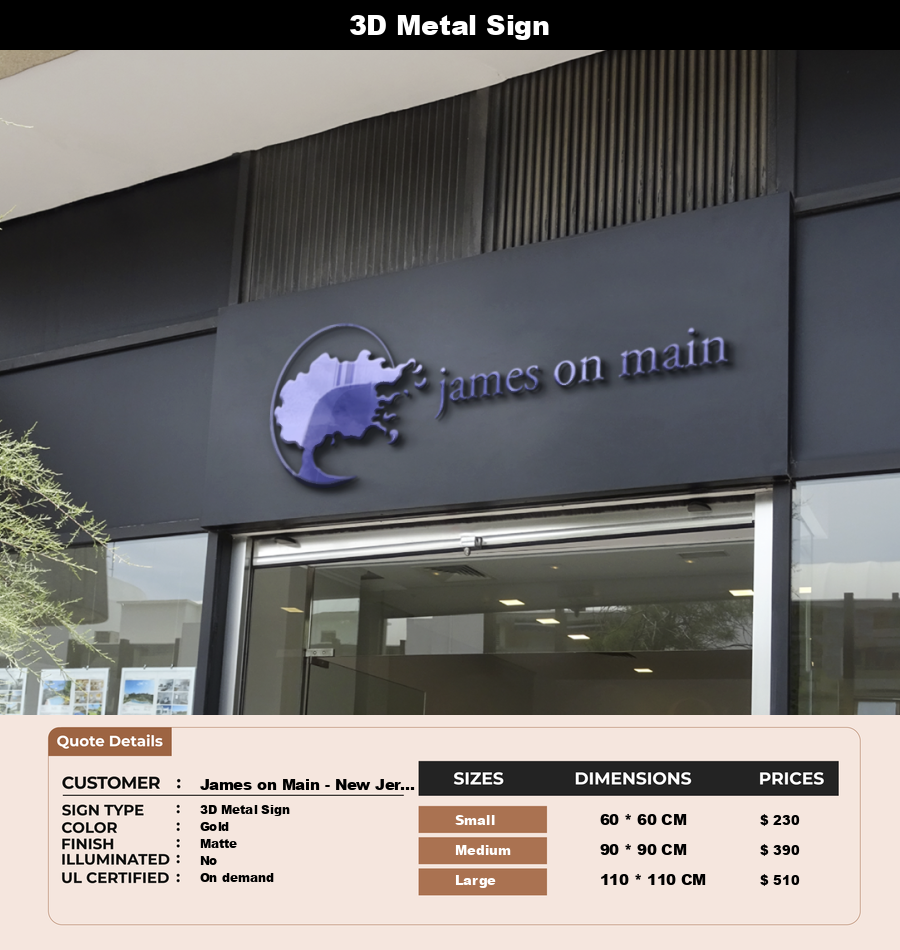 Signage Mockups for James on Main - New Jersey