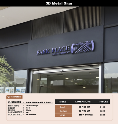 Signage Mockups for Park Place Café & Restaurant