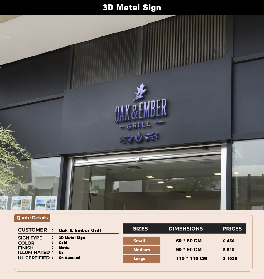 Signage Mockups for Oak & Ember Grill