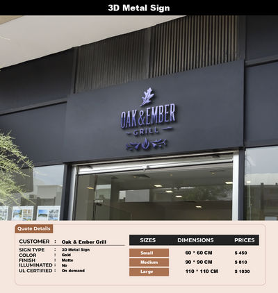 Signage Mockups for Oak & Ember Grill