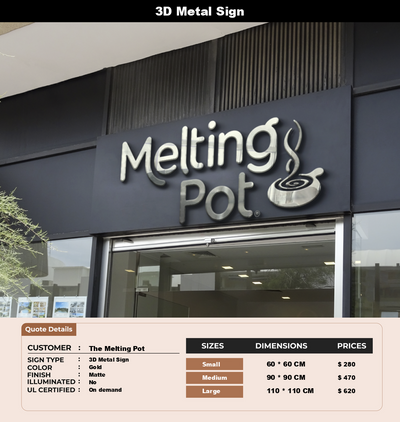 Signage Mockups for The Melting Pot