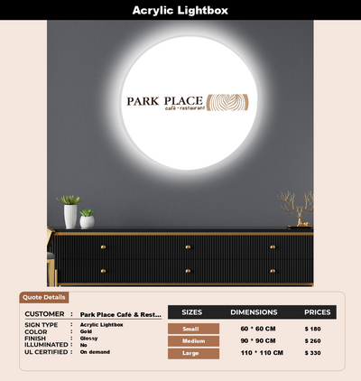 Signage Mockups for Park Place Café & Restaurant