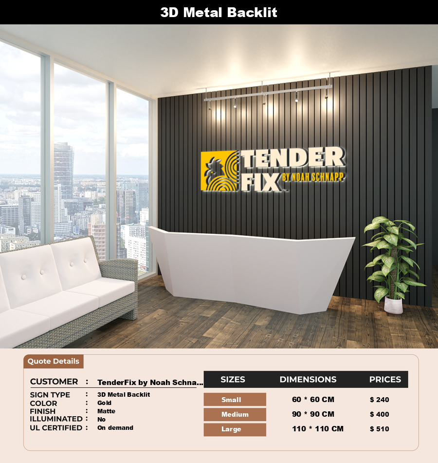 Signage Mockups for TenderFix by Noah Schnapp