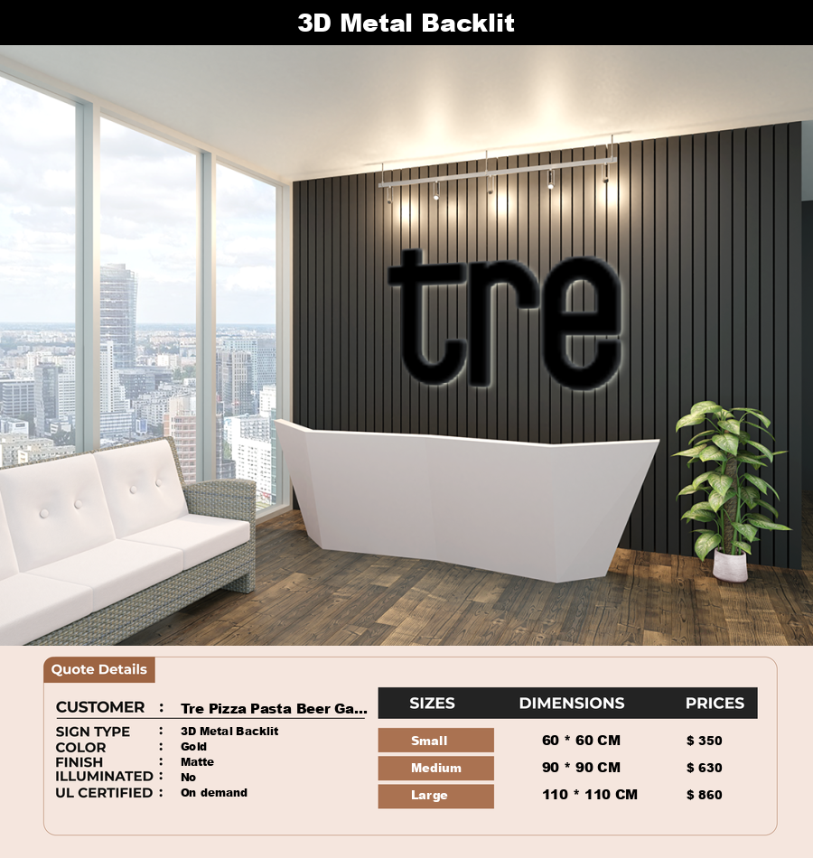 Signage Mockups for Tre Pizza Pasta Beer Garden