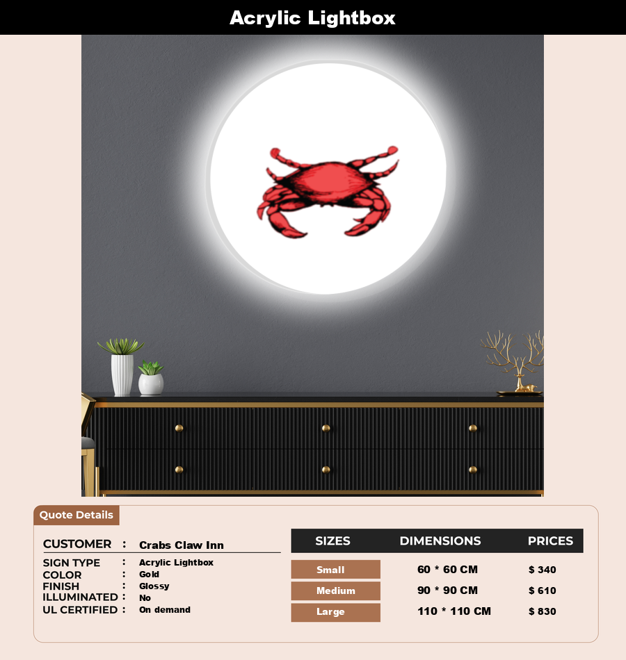 Signage Mockups for Crabs Claw Inn