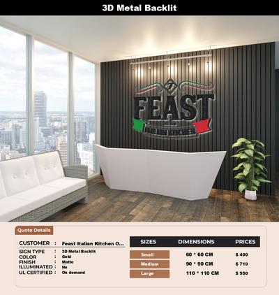 Signage Mockups for Feast Italian Kitchen Old Bridge NJ