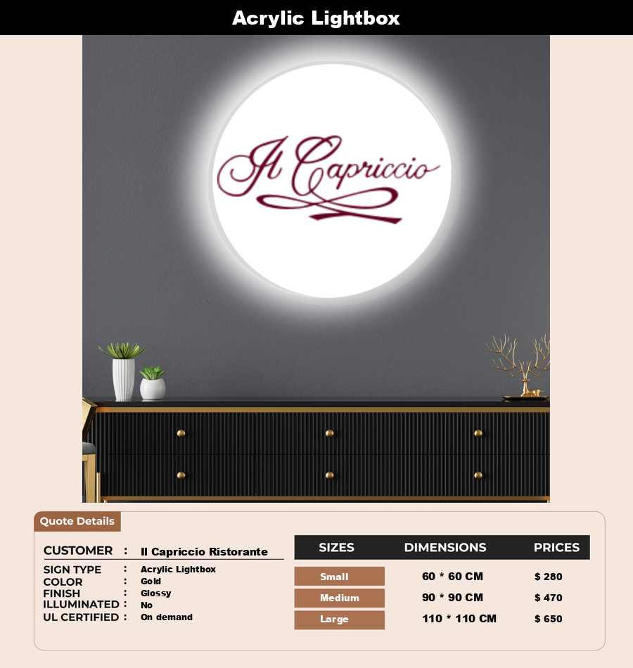 Signage Mockups for Il Capriccio Ristorante