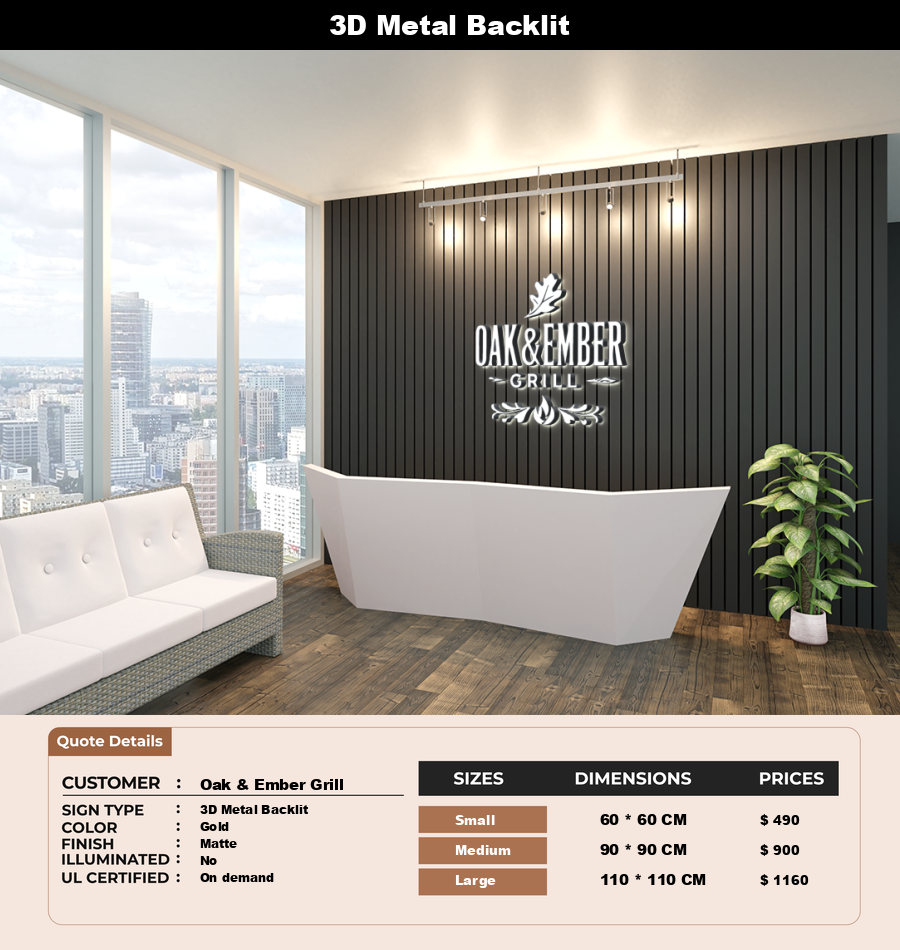 Signage Mockups for Oak & Ember Grill