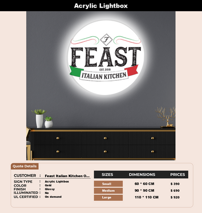 Signage Mockups for Feast Italian Kitchen Old Bridge NJ
