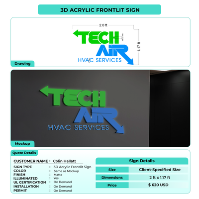 3d acrylic frontlit for Colin Hallatt